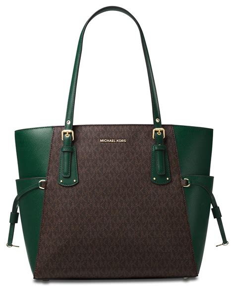 michael michael kors voyager east west leather signature tote|signature voyager east west tote.